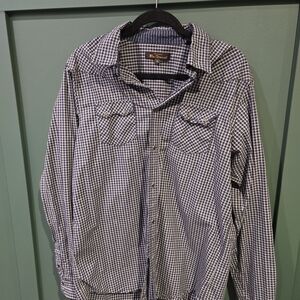 Ben Sherman Navy and White Plaid Shirt